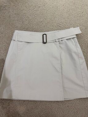 The Limited Cream  Wrap Belted Mini Skirt with buttons detail